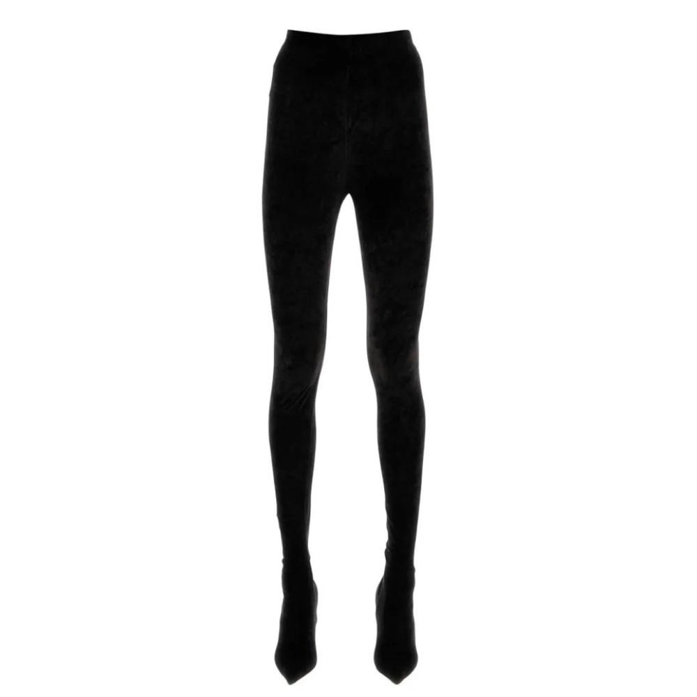 NWOT RARE Balenciaga Black Velvet Pants Boots Heels Sz 38